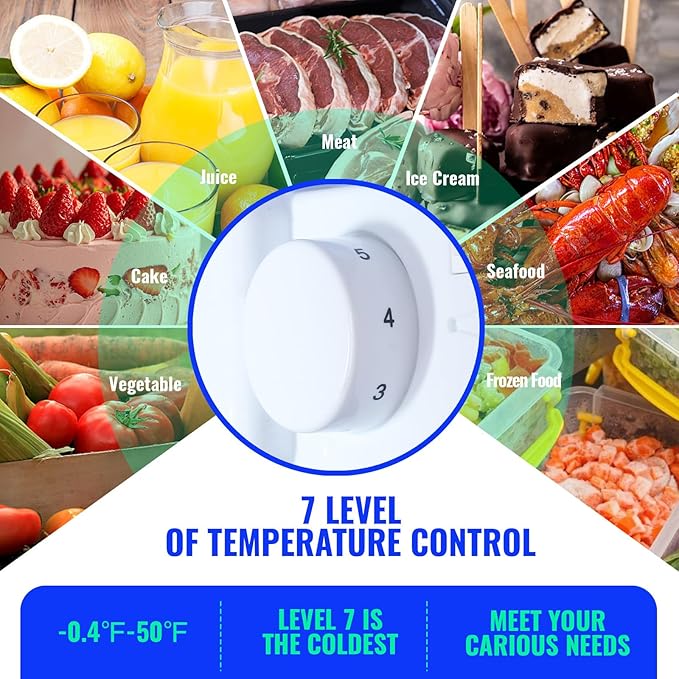 Mini Refrigerator with Freezer Small Fridge Double Door Side Drink Holder Adjustable Glass Shelves, Plastic Crisper, 7 Level Temperature Control for Bedroom, Office, Apartment Black