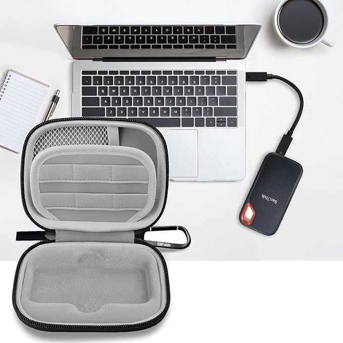 Hard Case for SanDisk Extreme Portable SSD 500GB 1TB 2TB 4TB 8TB External Solid State Drive Case -Custom-Insert Shockproof Protective Storage Travel Bag for SSD Sd Card Holder (Gray)