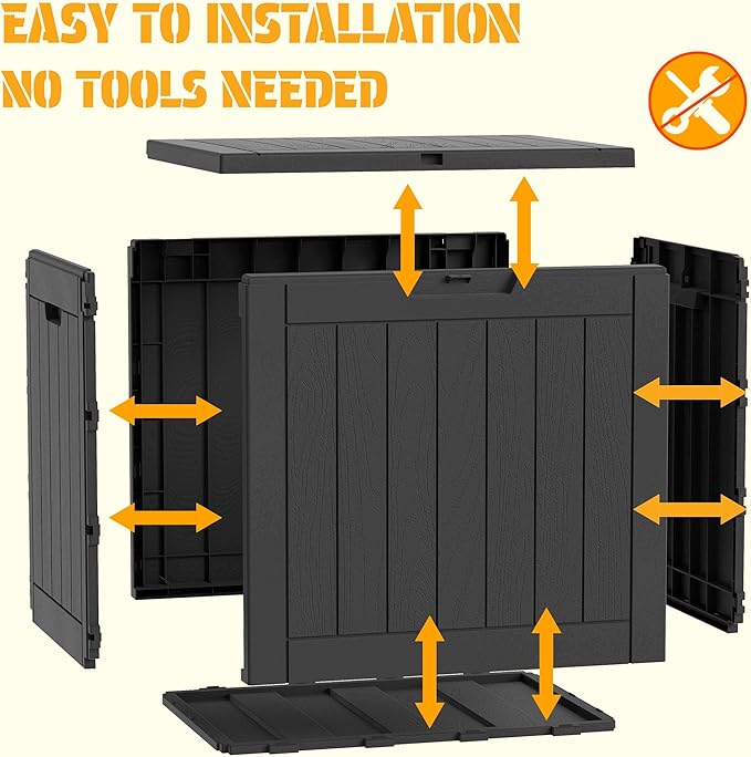 NUNU LAB 31 Gallon Outdoor Storage Box Waterproof, Outside Package Delivery Deck Boxes with Lockable Lid, Backyard Storage Bin For Garden Tools, Patio Cushions Accessories, Black