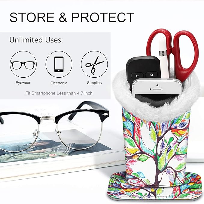 Fintie Plush Lined Eyeglasses Holder, Glasses Stand Case, Anti-scratch Glasses Storage Organizer for Desk, Nightstand, Office