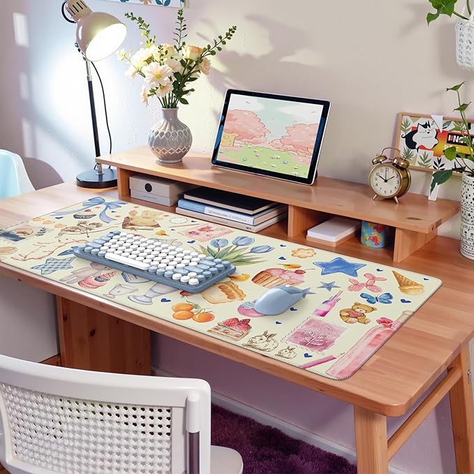 iCasso Desk Cover Mat, Extra Large Mouse Pad, Desk Pad Mat,Office Matt for Desktop Protector, Anti-Slip XXL Big Mousepad with Stitched Edges for Laptop Computer Keyboard (Yellow)