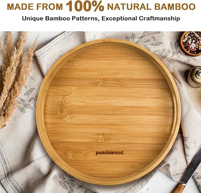 Lazy Susan Turntable Organizer 12 inch - Lazy Susan for Table Top, Countertop, Dining Table, Pantry - Kitchen Cabinet Organizersan (Bamboo)