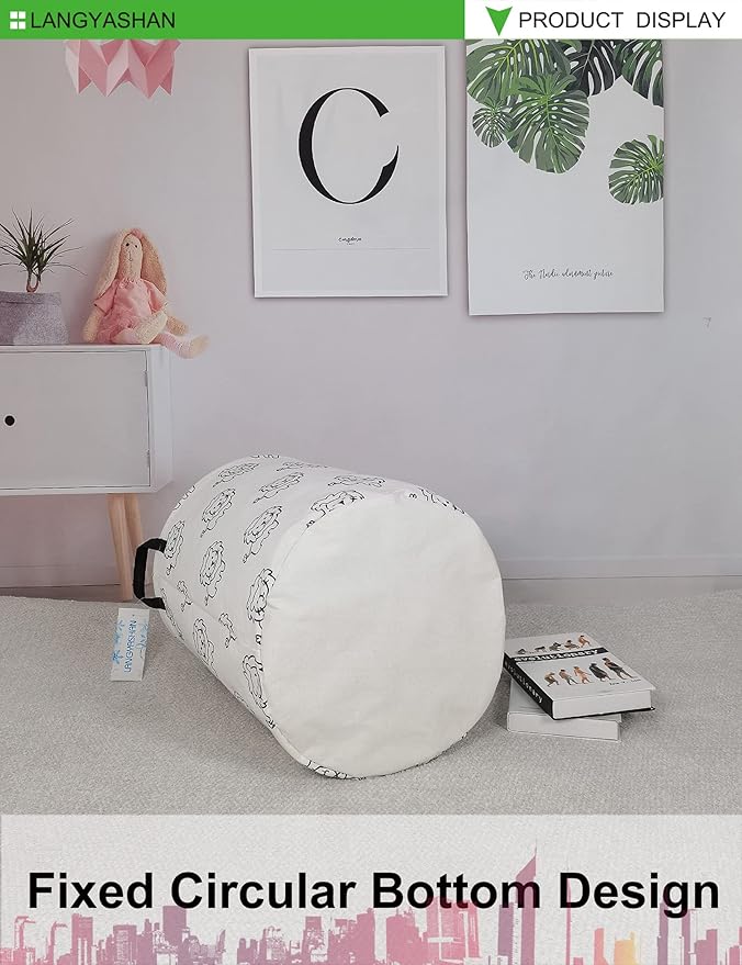 LANGYASHAN Laundry Basket Canvas Fabric Collapsible Organizer Basket for Storage Bin Toy Bins Gift Baskets Bedroom Clothes Children Nursery Hamper (Lion)