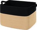 Goodpick 105L Extra Large Woven Blanket Basket Cotton Rope Storage Baskets for Organizing, Kids Toy Storage Organizer for Living Room Nursery, 25"x16"x16", Black & Jute