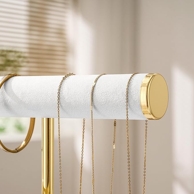 2 Tier Bracelet Holder Display - Detachable T Bar White Velvet Bracelet Holder, Jewelry Holder Organizer for Bracelet, Necklace, Earrings, Rings