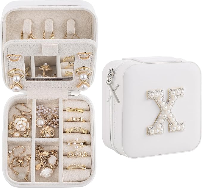 Birthday Gifts For Women - Initial Jewelry Box, Travel Jewelry Case, Organizer for Wife, Girlfriend, Graduation Gift