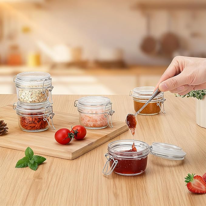 12 Pack Spice Jars, 4 oz Glass Containers with Airtight Lids, Small Herb Jars with Labels for Kitchen Storage