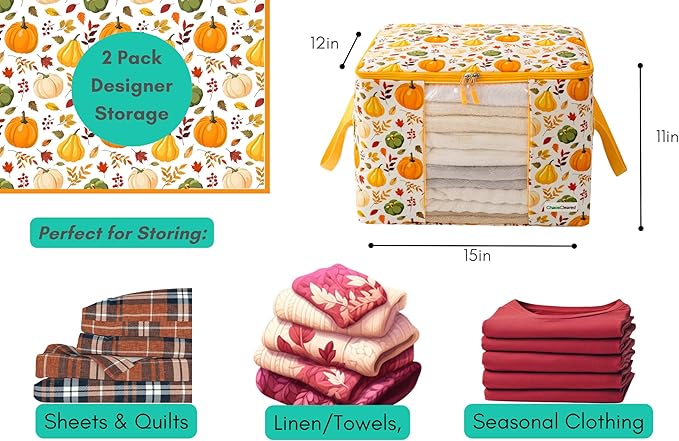 Canvas Storage Bags 2 Pack (Pumpkin Bright Yellow Bag 2 Pack)