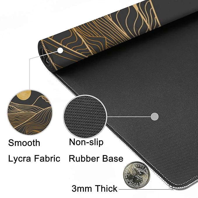 Desk Mat,Mountain Line Art Extended Gaming Mouse Pad,Large Non-Slip Rubber Base Mousepad with Stitched Edges,Waterproof Mouse Mat Desk Pad for Office Game Home 35.4x15.75 in