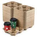 FMP Brands 4 Cup Disposable Drink Carrier Trays, 320 Pack Compostable Pulp Fiber Cup Holder for 8-32oz Cup, Durable to Go Coffee Cup Holders for Delivery Service, Uber Eats