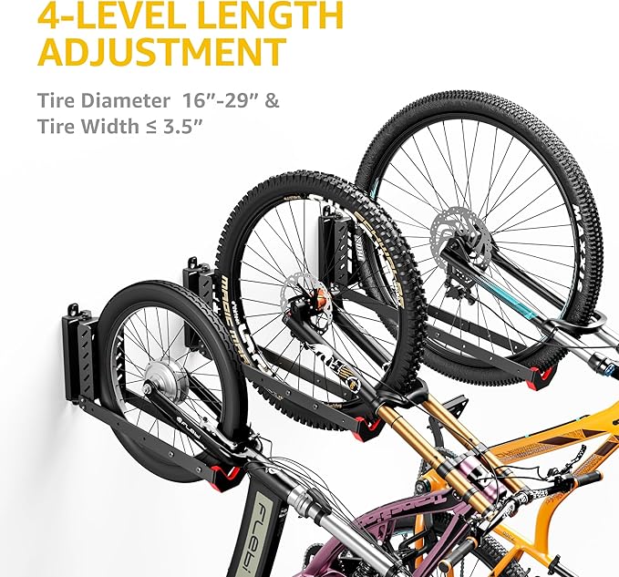 monTEK Swivel Bike Wall Mount, No Heavy Lifting Required Bike Wall Mount, Bike Hangers for Garage, Space-Saving Bike Rack Garage, Easy to Load and Unload, Bike Hanger Can Hold Up to 77 lbs