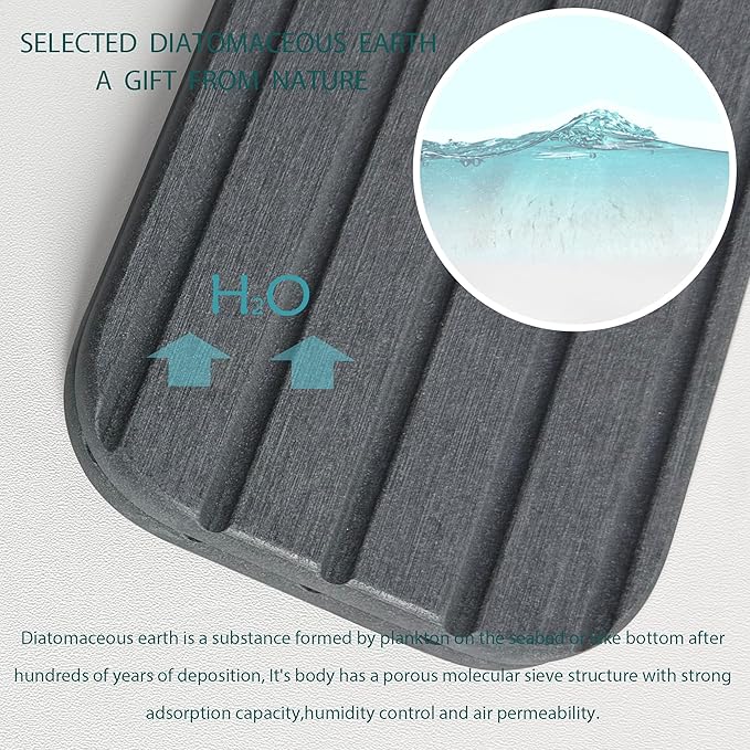 23.6inch x 4inch Kitchen Sink Faucet Mat, Water Absorbing Stone Faucet Splash Guard for Bathroom Counter, Quick Drying Diatomite Tray for Kitchen Sink, Dark Gray