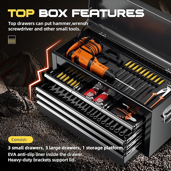 8-Drawer Rolling Tool Chest with Lock, Detachable Tool Cabinet Cart with Wheels, High-Capacity Mechanic Tool Organizer for Garage Workshop Warehouse Storage