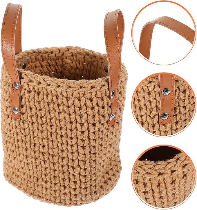 DOITOOL Cotton Rope Woven Basket Sundry Storage Bin for Home Desktop Organizer Lightweight Sundries Holder for Office Cosmetics Snacks Aromatherapy Multipurpose Storage Cube for Tidy