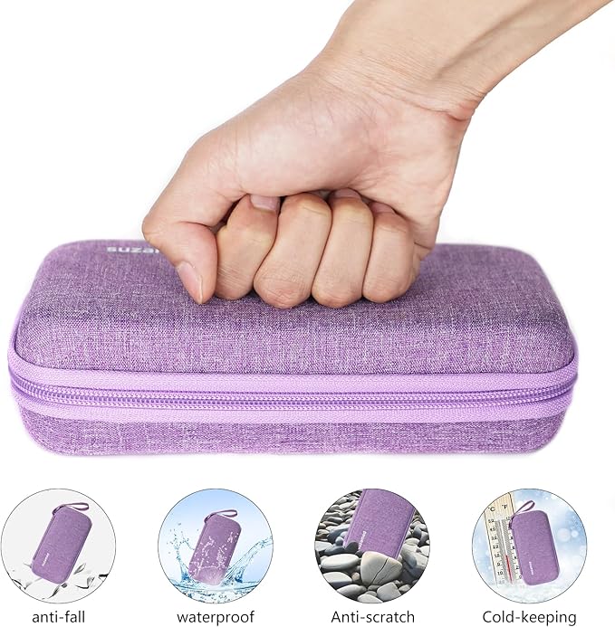 Insulin Cooler Travel Case,EVA Insulation Travel Medicine Kit with 2 Ice Packs for Diabetes Care,Insulin Pen and Other Diabetic Supplies (Purple)
