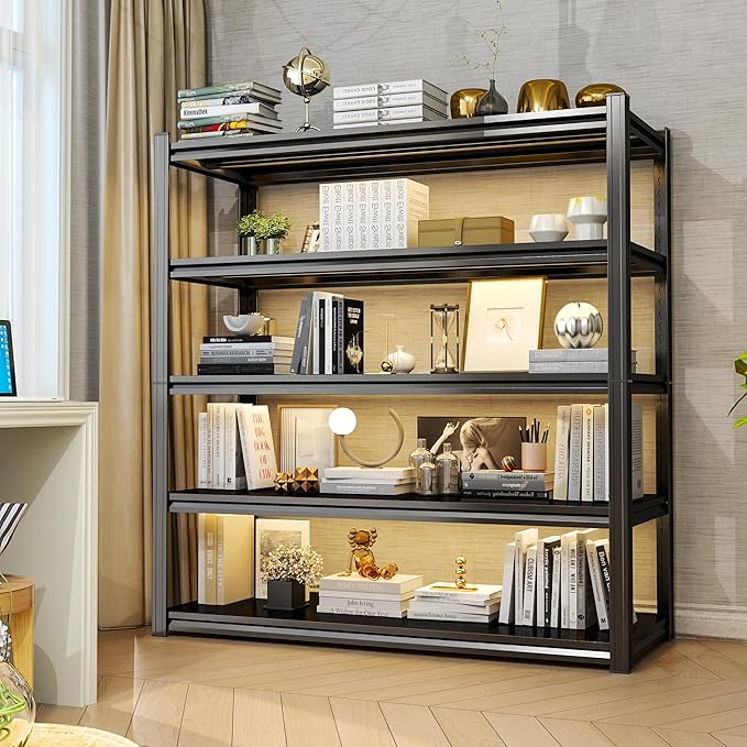 Storage Shelves, 5-Tier Metal Shelving, Garage Shelve 40''W*14''D*63''H Adjustable, Double-Layer Column with Reinforced Ribs, 3020 lbs Heavy-Duty for Kitchens, Living Rooms& Garages