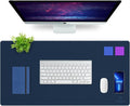 K KNODEL Desk Mat, Blotter, Dual-Sided Office Desk Pad, Waterproof Desk Mat for Desktop, Desk Blotters, PVC Leather Pad Protector (Dark Blue, 31.5" x 15.7")