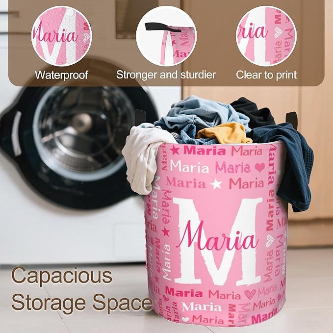 Custom Name Laundry Hamper, Personalized Laundry Baskets with Name for Boys Girls Women Men, Customized Collapsible Dirty Clothes Hamper Easy Storage Gifts for Bedroom Bathroom Living Room