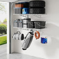 LEXIMOUNTS 2-Pack 2x4ft Garage Shelving with Hooks, 24-inch-by-48-inch Wall Shelf Garage Storage Racks Floating Shelves, White, Classic Series