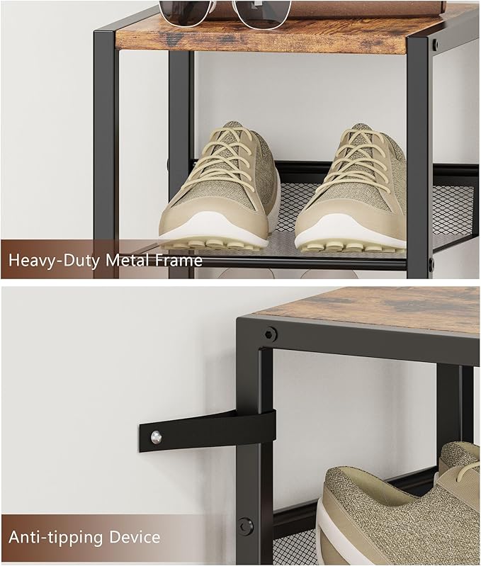 6 Tiers Vertical Shoe Rack, Corner Shoe Storage Organizer, Narrow Shoe Tower for 6 Pairs, Space Saving Sturdy Metal Shoe Shelf, Adjustable, Freestanding, for Entryway, Hallway, Living Room, Bedroom