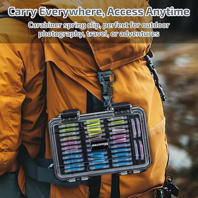37 Slots Memory Card Case & 36 Transparent Card Cases & 60 Visual Sticky Notes, Water-Resistant Anti-Shock Anti-Dust SD Card Holder Storage,SD Card Case for Camera Memory Card（Clear Plastic）