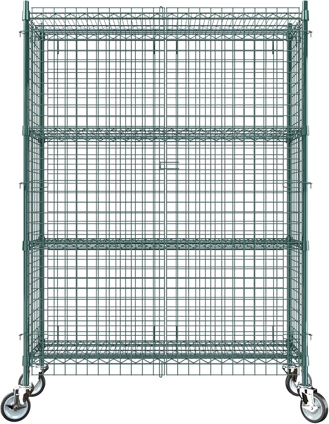 18"x48"x70" Metal Wire Green Security Heavy Duty Commercial NSF Certified Storage Unit | Mobile Wire Security Cage Kit