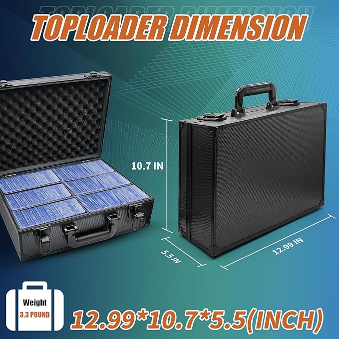 JIFTOK Top Loaders Case for Cards, Portable Toploader Storage Box for 3" x 4" 35pt Rigid Card Holders Fits 600+ Cards, Hard Case Trading Card Storage Box for Sports Card