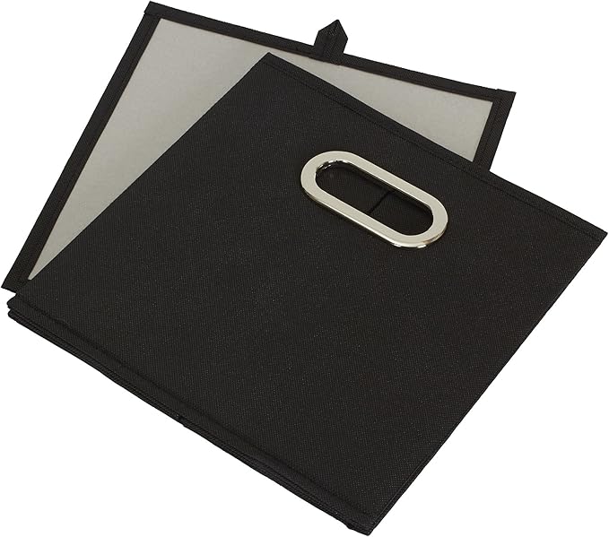 Household Essentials Foldable Fabric Storage Cubes 6-Pack – 11x11x11 Stackable Non-Woven Bins with Chipboard Sides & Grommet Handles – Closet, Shelf, Nursery, or Office Organizer – Black