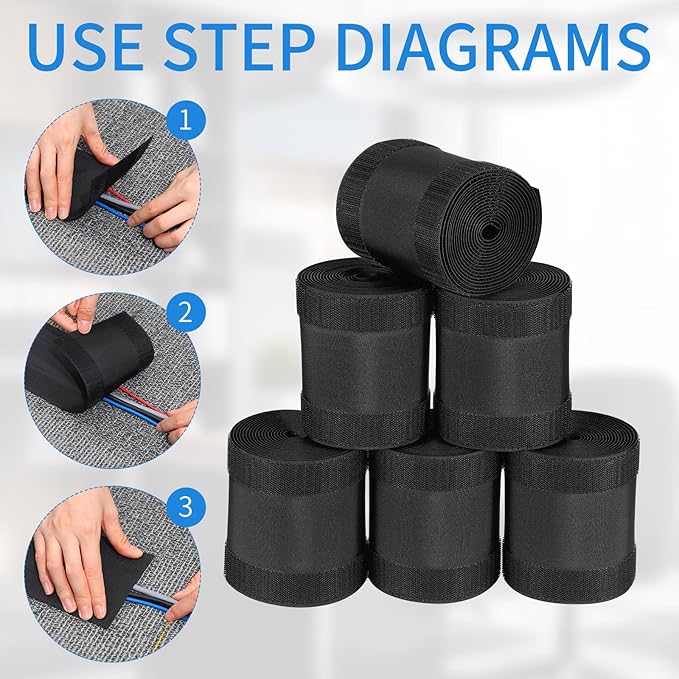 WILLBOND Carpet Cord Cover Cable Protector Floor Cover Cable Protector Management Only for Commercial Office Carpet(59.06 ft,Black)