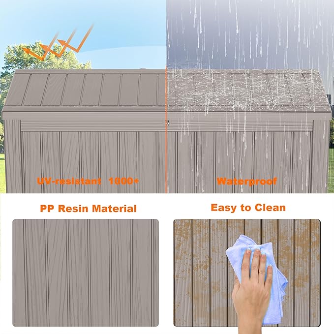 EasyUp 180 Gallon Outdoor Deck Box Waterproof, UV Resistant Resin Outdoor Storage Box with Hydraulic Rod for Delivery, Porch, Patio and Garden, Gray