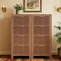 Modern 8-Drawer Solid Wood Dresser with Fluted Front & Gold Handles, Multifunctional Tall Storage Chest, for Hallway, Entryway, Walnut X2