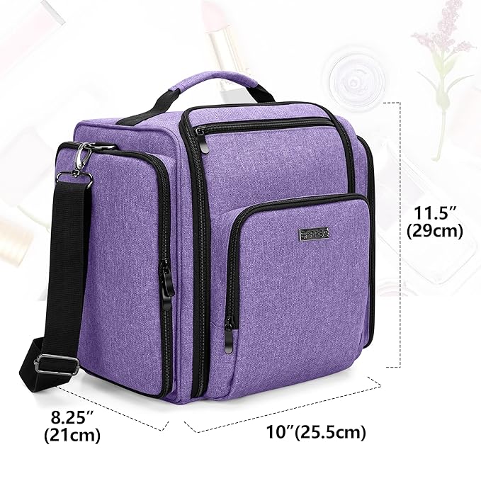 BAFASO Makeup Bag Cosmetic Bag with 4 Inner Removable Pouches, Multifunctional Travel Makeup Case (Patent Pending), Purple