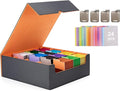 Venssu Card Storage Box With 24 Colorful Divider Tabs, 3000+ Mtg Deck Box, Fits Magic Game Cards (Black and Orange)