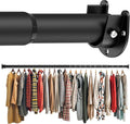 Closet Rod 30-63 Inches, Adjustable Heavy Duty Metal Black Closet Rods for Hanging Clothes 1.3 Inches Diameter for Wardrobes Laundry