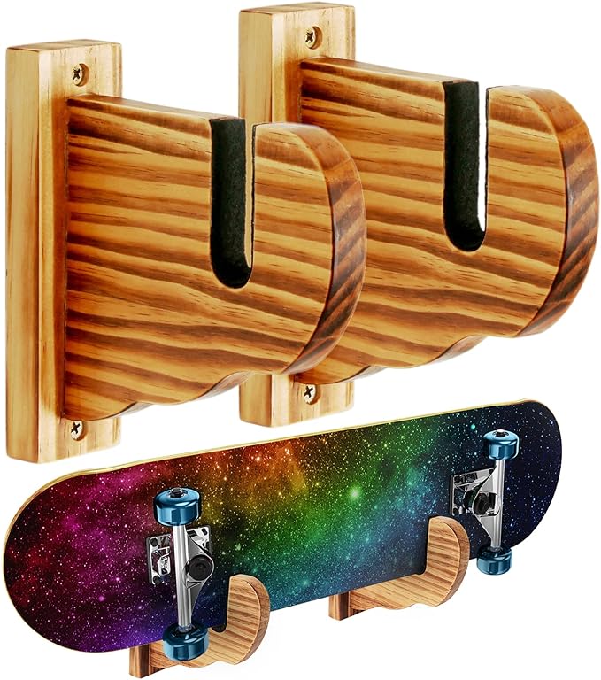 BiJun Skateboard Wall Mount, Snowboard Wall Mount Display, Acrylic Horizontal Skateboards Rack, Skateboard Storage Hanger (Retro)