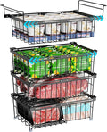 iSPECLE Large Expandable Freezer Organizer Bins - 4 Pack Chest Freezer Organizer Bins, for 10 to 20 Cu.FT Deep Freezer, 1 Hanging Basket and 3 Stackable Freezer Bins, Black