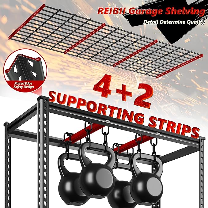 REIBII 3300LBS Garage Shelving 78" H Storage Shelves Heavy Duty 6-Tier Adjustable Matel Shelving Easy Assembly Storage Shelf for Garage Basement Warehouse Pantry, 48" W X 18" D X 78" H