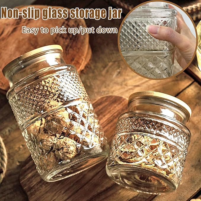 Viovian Vintage Glass Jar with Lid Spoon 38 OZ Round Thick Glass Storage Jars Airtight Lids Clear Decorative Canister Container for Food Candy Cookie Sugar Coffee Tea Nuts Snack Dog Treat Vase