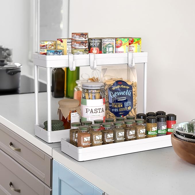 Simple Houseware 3-Tier Slim/Narrow Storage Cart with Handle, 5.5'' Wide x 26.5'' Height Rolling Organizer for Kitchen, Bathroom, Laundry Room - White
