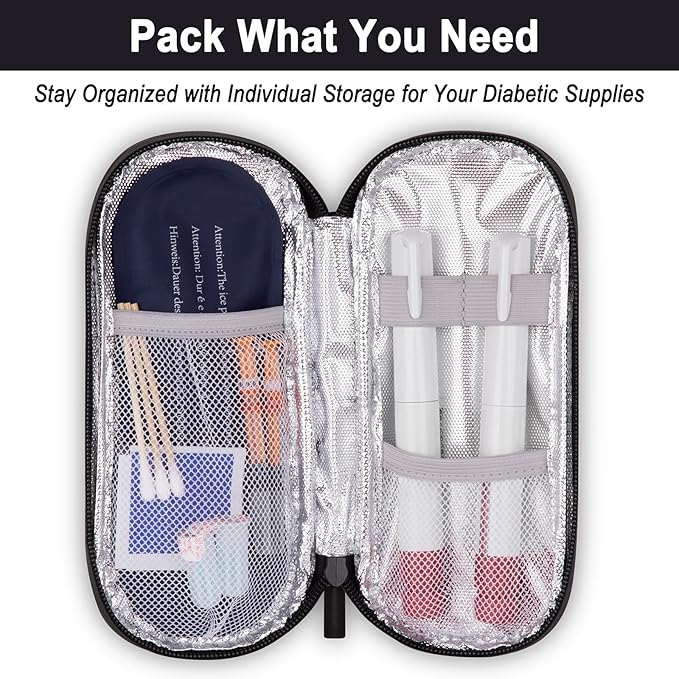 Insulin Cooler Travel Case with 90g TSA Approved Ice Packs – Insulated Diabetic Medication Bag for Insulin Pens & Supplies – Compact & Waterproof for Daily Use & Travel