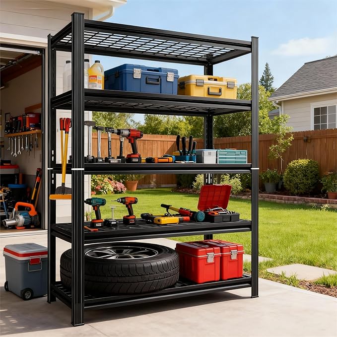 35''W Wire Shelving Unit, 3000 Lbs Heavy-Duty Garage Storage Shelves, 5-Tier Adjustable Reinforced Shelves for Laundry Rooms, Basements, Kitchens&Outdoor (35''W*16''D*72''H, 5-TIER-wire shelving)