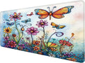 Vintage Hippie Floral Butterfly Large Mouse Pad 31.5x15.7inch, Retro Hippy Flower Butterfly Large Extended Computer Desk Mat Mousepad for Keyboard and Mouse, Flora Desk Accessories