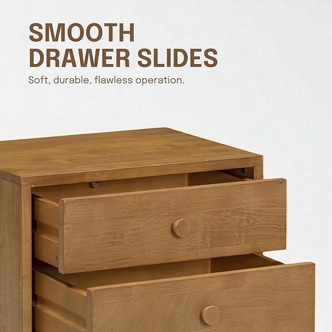 NTC Lux Nightstand with 2 Drawers, Featuring Adaptable Design, 150 lbs Load Capacity, Water-Resistant, Elevate Your Space, Easy Assembly - Teak Look