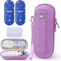 Krypthos Insulin Cooler Travel Case, Diabetes Travel Bag with 2 TSA Approved Ice Packs, Portable Medication Organizer for Diabetic Insulin Pens, Vials & Syringes for Travel & Daily Use (Violet)
