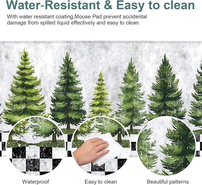 Christmas Tree Gaming Mouse Pad 35.4"x15.7"Desk Mat Anti-Slip Rubber Base & Durable Stitched Edges for Gamers Smooth Mouse Writing Surface for Desk Office/Home