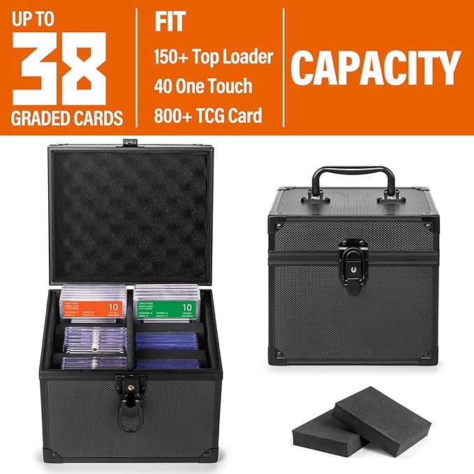 Graded Card Storage Box, Top Loaders Case, Sports Trading Box, Slab PSA MTG CSG BGS SGC Magnetic Holder, Waterproof Carrying Case, Collector Storage Boxes