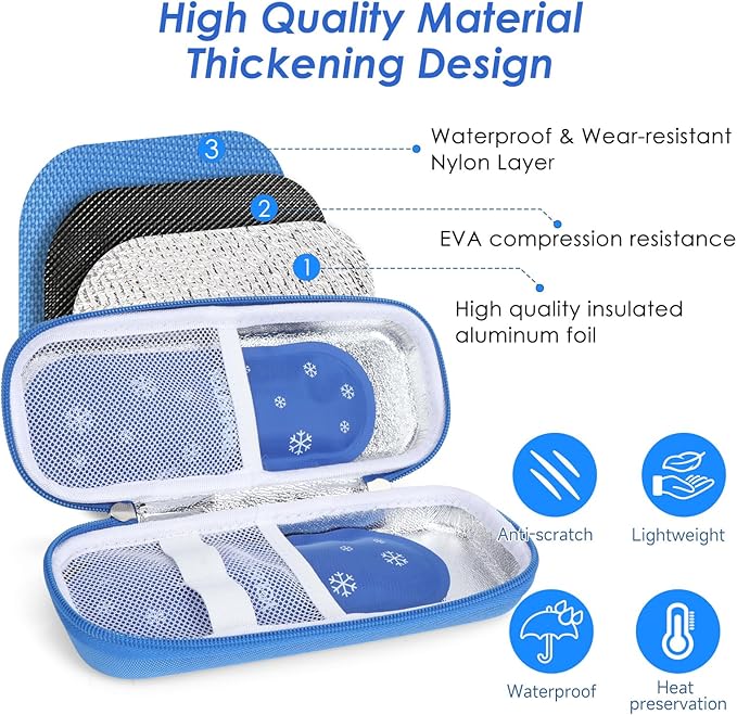 YOUSHARES Insulin Cooler Travel Case TSA Approved - Portable Medication Cooler for Travel and Daily Life, Diabetic Travel Case with 2 Ice Packs
