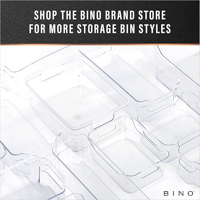 BINO | Plastic Storage Bins, Large - Deep | THE HANDLER COLLECTION | Multipurpose Organizer Bins | Kitchen Pantry Organizers and Storage | Clear Containers for Organizing Home | Freezer Organizer