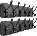 Dseap Coat Rack Wall Mounted - 24" Long 6 Tri Hooks, Heavy Duty Wooden Wall Coat Hanger Coat Hook for Clothes Hat Jacket Clothing, Black, Pack of 2