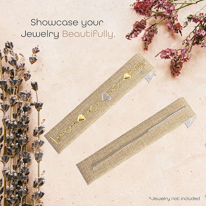Novel Box 2 Pack Bracelet/Watch Ramp Burlap 2x8.25x2 Inches - Slim and Sleek Ramps for Jewelry Display - Bracelet Holder Organizer Stand for Wedding, Selling & Personal Use